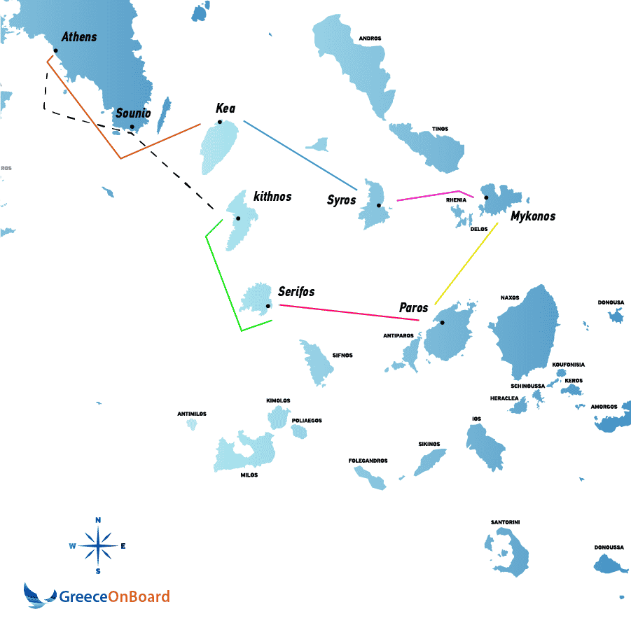 North Cyclades Sailing Itinerary